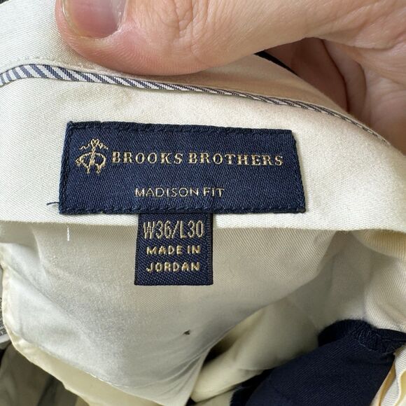 Brooks Brothers Pants Men’s 36x30 Explorer Madison Navy Blue Wool Stretch - Picture 11 of 13